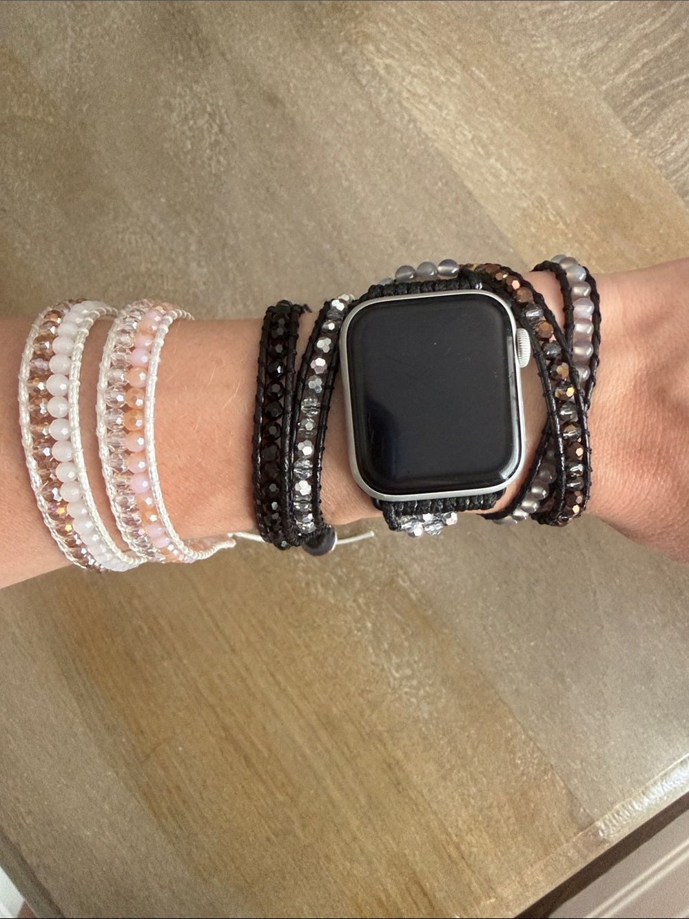 Rhinestone Apple Watch Band Bundle - Black & Rose Gold